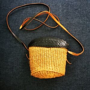 Stylish Black and Tan Woven Crossbody Bag